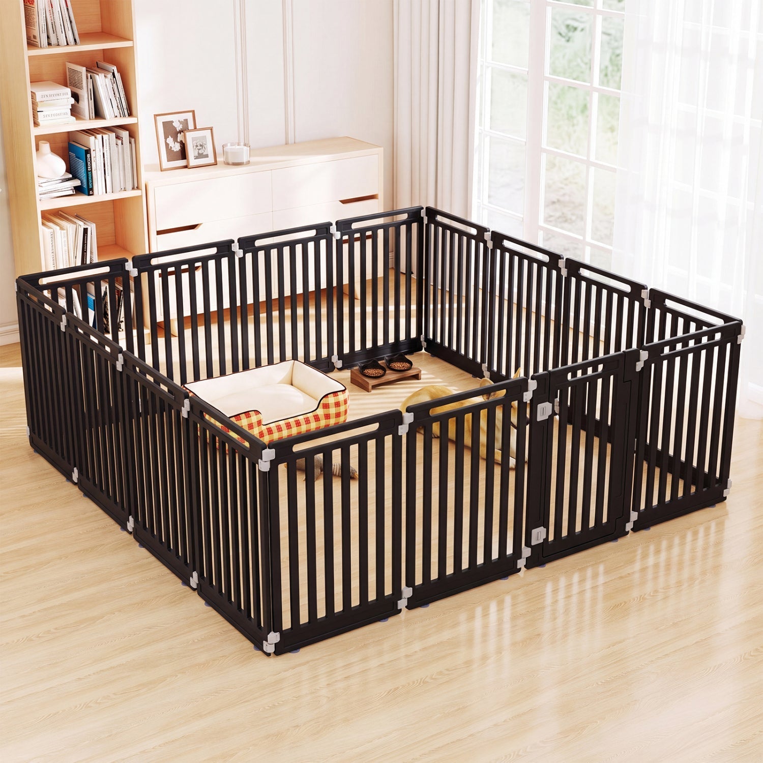 16-Panel Dog Playpen 31.5" Height Indoor Outdoor Pet Gate