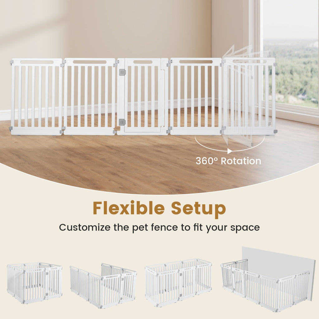 16-Panel Dog Playpen 31.5" Height Indoor Outdoor Pet Gate