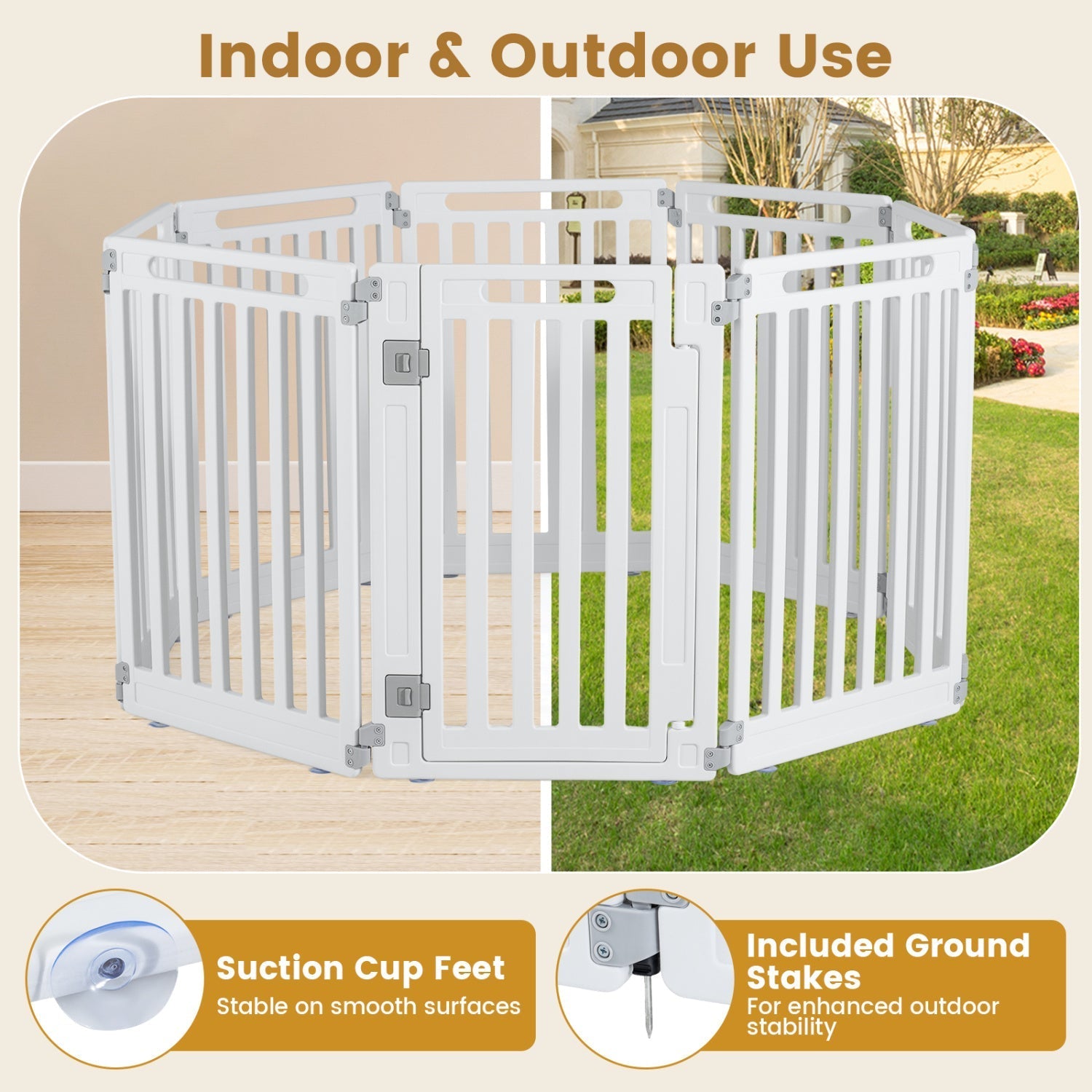 16-Panel Dog Playpen 31.5" Height Indoor Outdoor Pet Gate