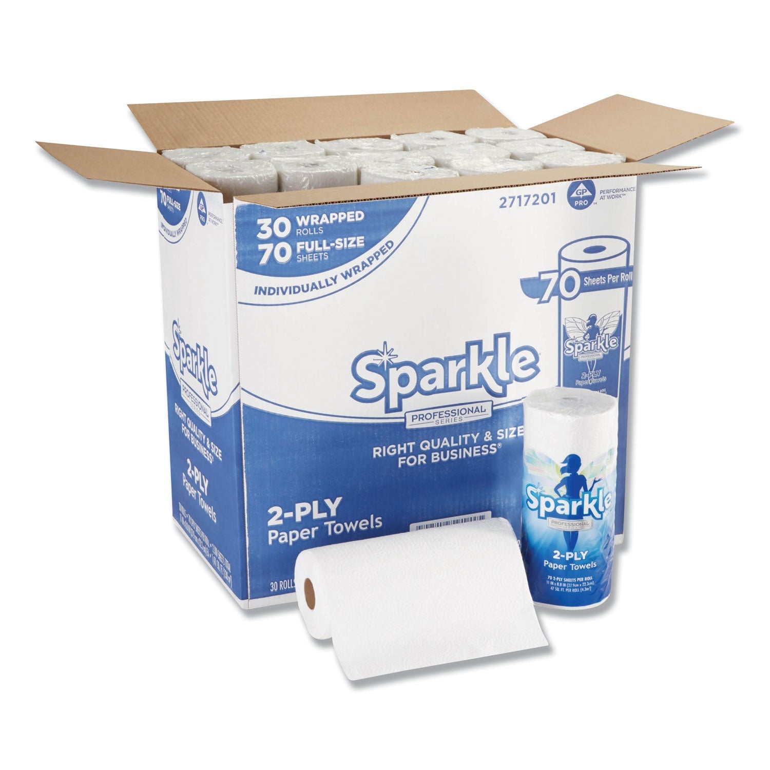 Georgia Pacific Sparkle ps Premium Perforated Paper Kitchen Towel Roll, 2-Ply, 11 x 8.8, White, 70 Sheets, 30 Rolls/Carton