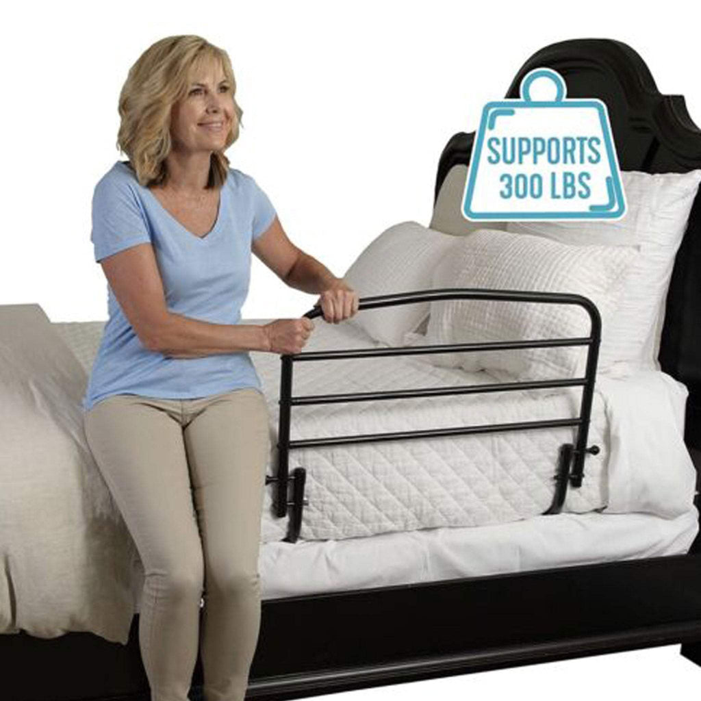 Stander 30" Safety Bed Rail with Padded Pouch, Folding Bedside Safety Guard Rail for Adults, Seniors, and Elderly, Under Mattress Bed Safety Handle for Home, Fits Most King, Queen, Full, and Twin Beds