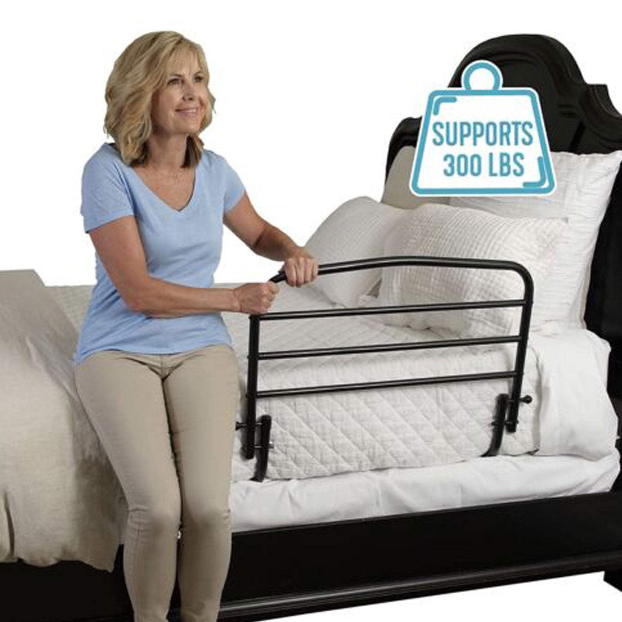 Stander 30" Safety Bed Rail with Padded Pouch, Folding Bedside Safety Guard Rail for Adults, Seniors, and Elderly, Under Mattress Bed Safety Handle for Home, Fits Most King, Queen, Full, and Twin Beds