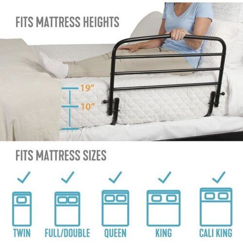 Stander 30" Safety Bed Rail with Padded Pouch, Folding Bedside Safety Guard Rail for Adults, Seniors, and Elderly, Under Mattress Bed Safety Handle for Home, Fits Most King, Queen, Full, and Twin Beds